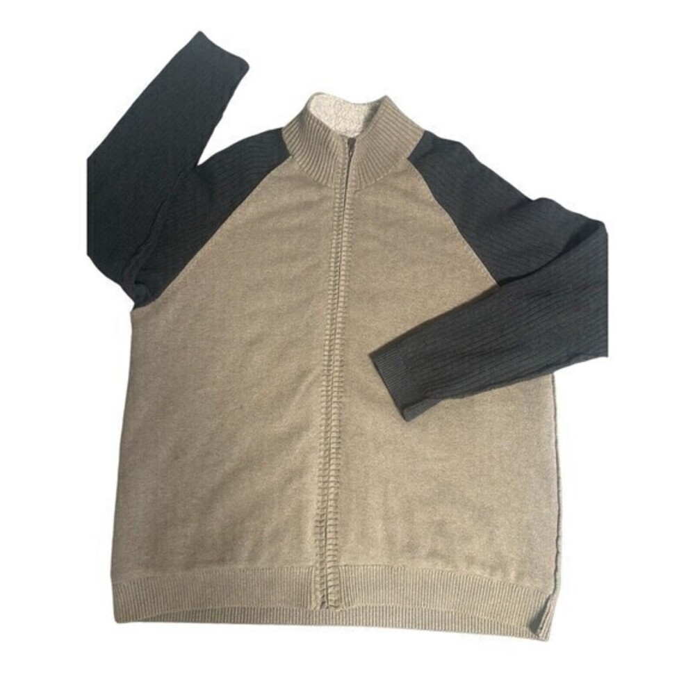 Carbon 2 Cobalt Men's XL‎ Sherpa Fleece Lined Jacket Tan Gray Full Zip Sweater